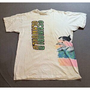 Vintage Seaworld Shirt‎ Adult Extra Large White Short Sleeve Pullover Tee 80s